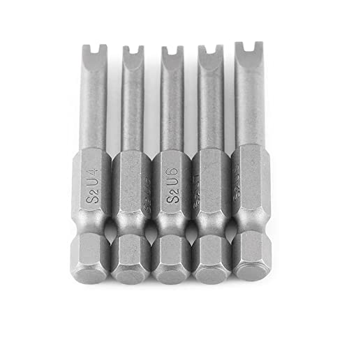 Fongmore 5 Pcs 1/4" Hex Shank Alloy Steel U Shape Magnatic Screwdriver Drill Bits Set Spanner Screwdriver Bits U4 U5 U6 U7 U8 50MM Length - Image 2