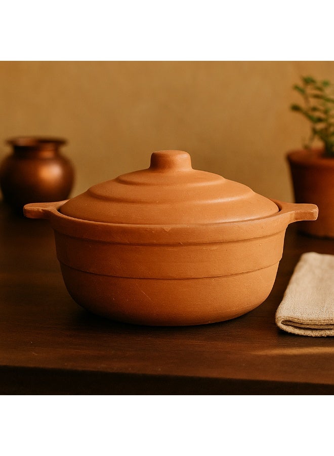 ارك قدر طهي يدوي من الطين الحراري من آرك مع غطاء | طين طبيعي للطهي البطيء، والبرياني، والكاري، والشوربات | ٢ لتر - Image 5