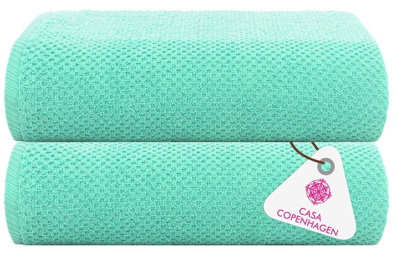 Casa Copenhagen - Egyptian Cotton Popcorn2 Pcs Hand Towel (40 X 60 cm) Colour : Aque Blue - Image 1