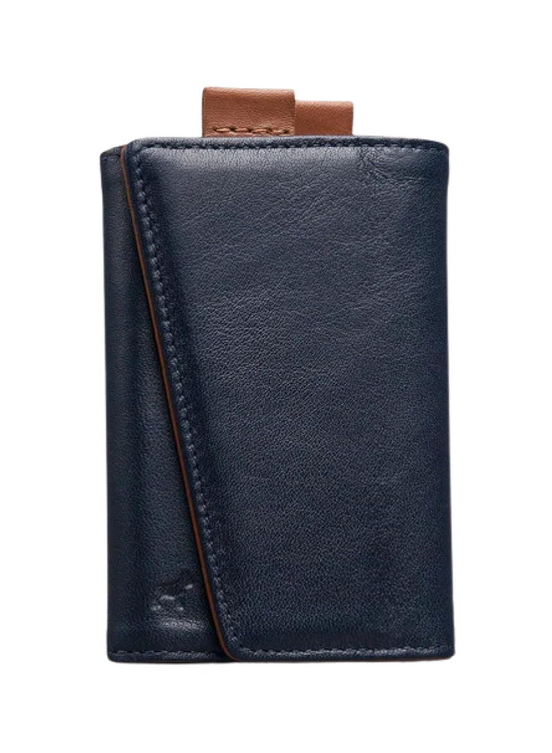 The Frenchie Co. Speed Wallet | Ultra Slim Front Pocket Wallet for Men & Women | RFID Blocking Quick-Access Card Holder with Pull Tab | Full-Grain Italian Leather Minimalist Design | Holds up to 14 Cards & Cash (Ultra Navy-Tan) - Image 1