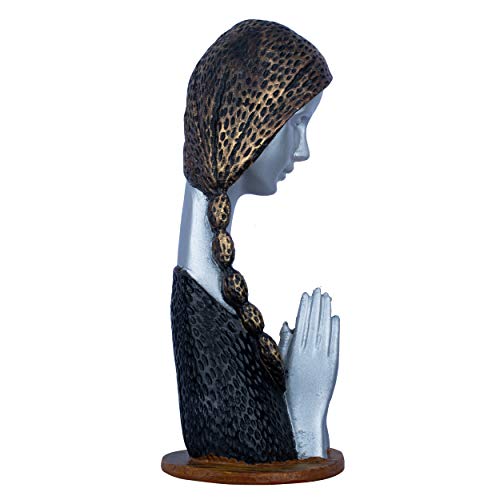 DEQUERA Welcome Lady Figurine Statue Colored Sculpture Figurine Craft Furnishing for Home Décor | Gift | Color :(Silver) - Image 2