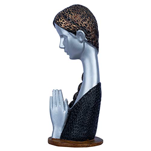 DEQUERA Welcome Lady Figurine Statue Colored Sculpture Figurine Craft Furnishing for Home Décor | Gift | Color :(Silver) - Image 3