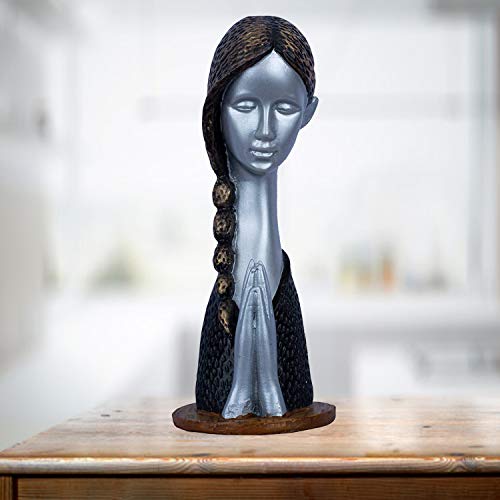 DEQUERA Welcome Lady Figurine Statue Colored Sculpture Figurine Craft Furnishing for Home Décor | Gift | Color :(Silver) - Image 1