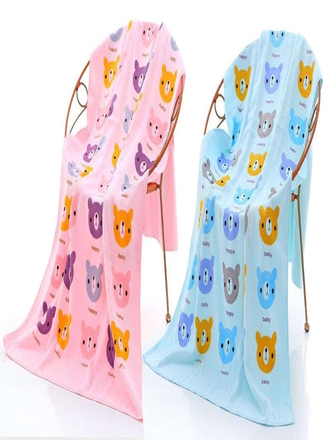 Closecret Cotton Printed Baby Bath Towel - Quick-Dry, Super Soft & Absorbent Gentle on Skin | Perfect for Newborns Infants & Toddlers (0-1 Year) (Cute Cartoon Characters) (Light (Pink and Blue)) - Image 1