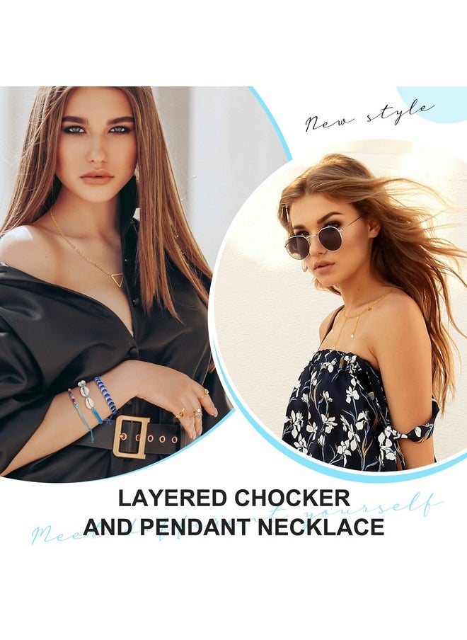 Batiyeer - 60 Pcs Surfer Wave Strand Bracelet Summer Layered Choker Pendant Necklace Adjustable Multilayer Chain, Adjustable Bracelet Handmade Sunflower Rope Anklets Knuckle Rings (Bright) - Image 1