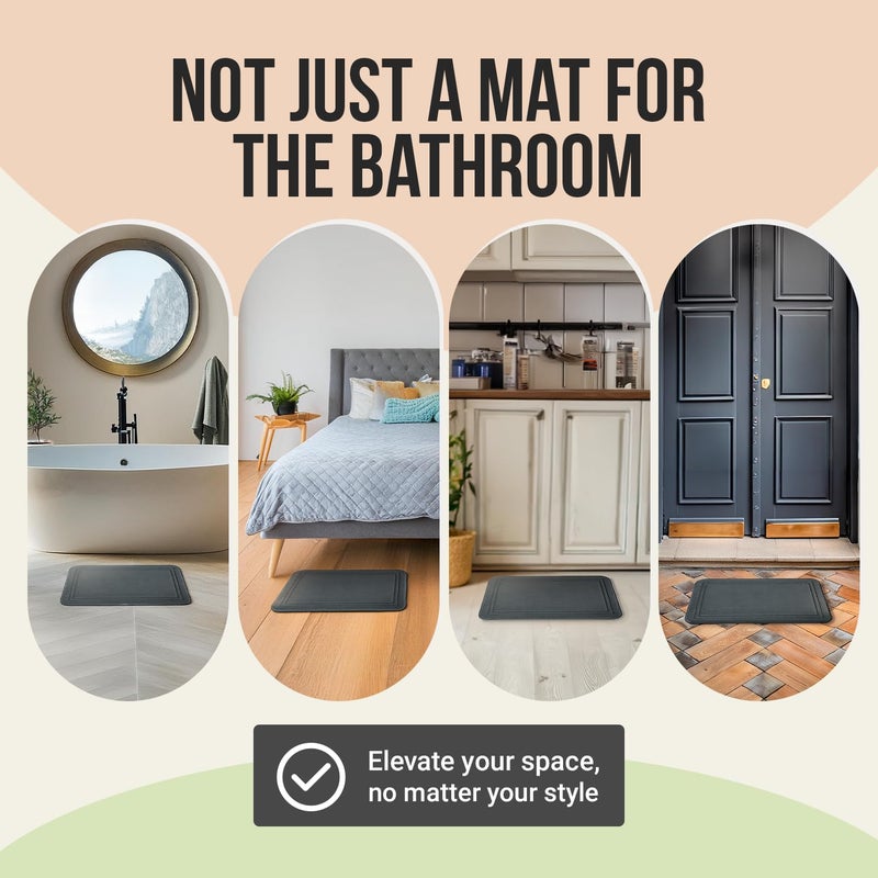 ITSOFT Memory Foam Bath Mat 24x16, Non Slip, Machine Washable, Quick Dry & Absorbent Rugs, Bath Mats for Bathroom Floor, Tub & Shower, Bathroom Rug, Charcoal Gray - Image 4