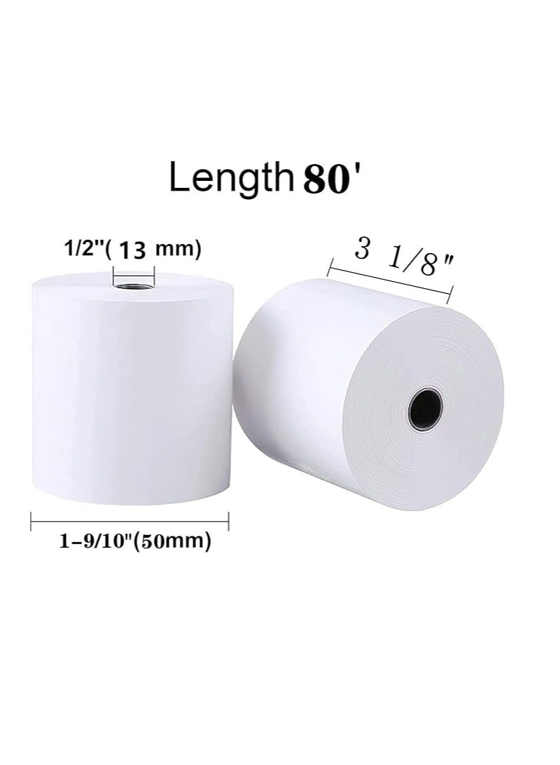 Generic 80 x 50 Thermal Paper Receipt 3 1/8" 80'Fits All POS Cash Registers Printers, Credit Card Terminals (Pack of 4)  - Image 2