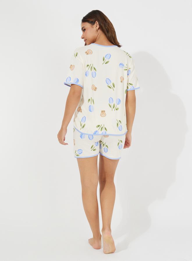 تايك تو مجموعة من شورت وبلوزة بطبعات - Image 4