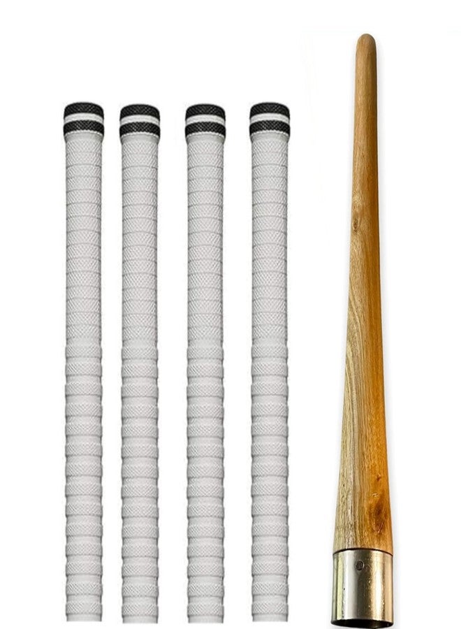 RanaSports MfR Set of 4 Cricket Bat White Grip + 1 Wooden Gripper (Cone) - Image 1