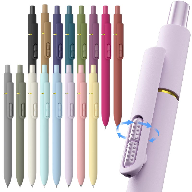 Hiacry 16 Pcs Gel Ink Pens, 0.7mm Fine Point for Smooth Writing Journaling Pens, Black Quick-Dry Long Lasting Fidge Pens, Cute School Office Supplies Gifts for Women (16Pcs Morandiï¼‹Vintage-Black Ink) - Image 1