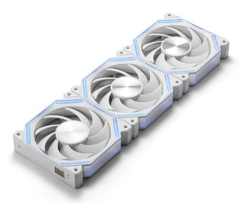 darkFlash INF34 120MM PC Case Fan, Daisy-Chain, up to 2000RPM Cooling, 4-Pin PWM, ARGB CPU Cooling Computer Fan, 3 Pack (Forward, White) - Image 1