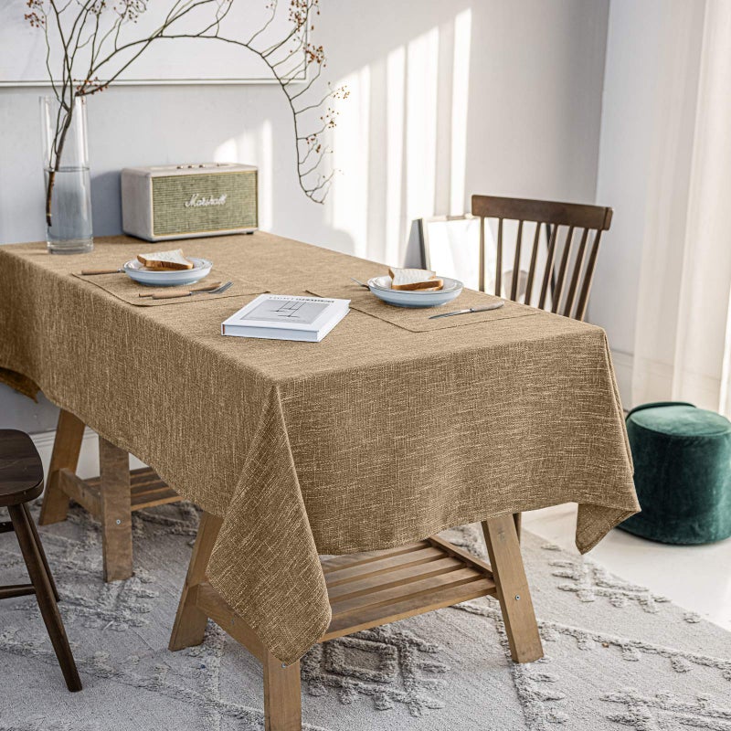 JSFLY Waterproof Cotton Linen Tablecloths Rectangle Dining Table Cloth Wipe Clean Indoor  Outdoor Table Cover for Buffet Party and Banquets Wrinkle Resistant54x86 Coffee