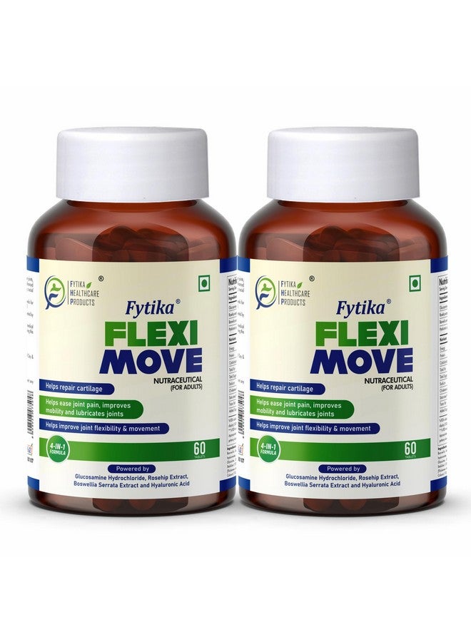 FYTIKA أقراص فيتيكا للرعاية الصحية فليكسى موف | جلucosamine، مستخلص مسحوق الورد | يدعم صحة العظام والمفاصل والغضاريف | للرجال والنساء - 60 قرص لكل عبوة (عبوة من 2)  - Image 1