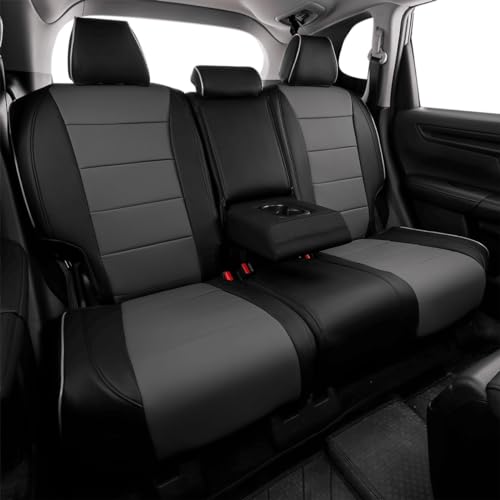 EKR أغطية مقاعد السيارة EKR مخصصة تناسب Honda HRV EX,EX-L 2016 2017 2018 & 2016 2017 2018 2019 2020 2021 2022 LX - جلد صناعي (أسود/رمادي) - Image 5