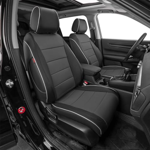 EKR أغطية مقاعد السيارة EKR مخصصة تناسب Honda HRV EX,EX-L 2016 2017 2018 & 2016 2017 2018 2019 2020 2021 2022 LX - جلد صناعي (أسود/رمادي) - Image 1