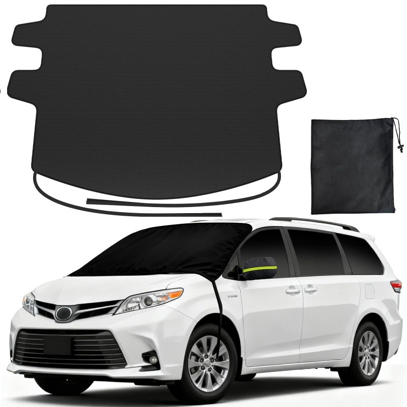 REEVAA Upgraded Car Windshield Cover for Ice & Snow [All-Weather Protection] Magnetic Fit Weatherproof Frost Cover, Winter Accessories, Fit for MPV, Van, Full-Size Trucks - Image 1