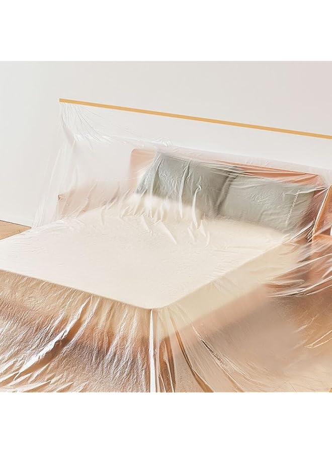 إيروريكس 2.7MX 20M شريط وغطاء بلاستيكي من القماش البلاستيكي مع شريط لاصق مقاوم للماء والغبار وفيلم واقي يمنع الغبار وغطاء الطلاء للسيارة والأثاث والسجاد والأرضية والسرير - Image 5