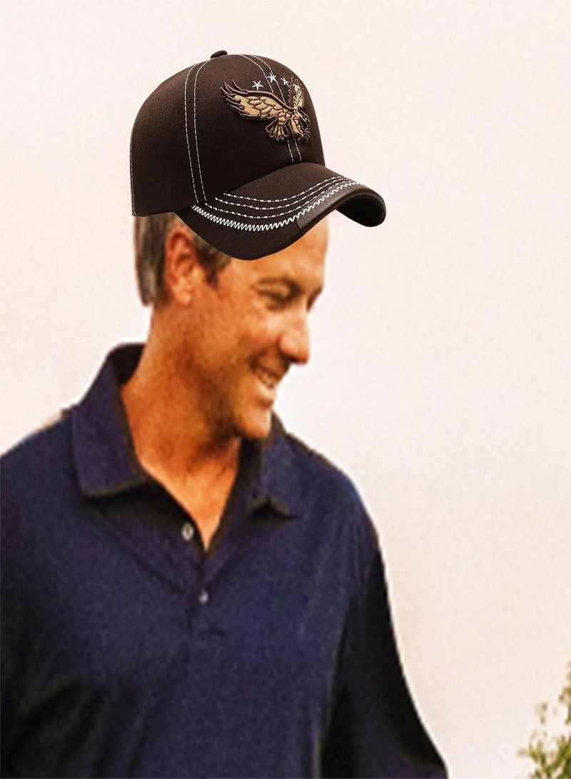 GGOOT Baseball Cap with Eagle Embroidered - Trucker Hat Eagle Pattern Embroidery Men's Hat Women's Hat - Eagle Embroidered Cap, Creative Baseball Cap Eagle Hat Sun Shade Embroidered Peaked Cap - Image 3