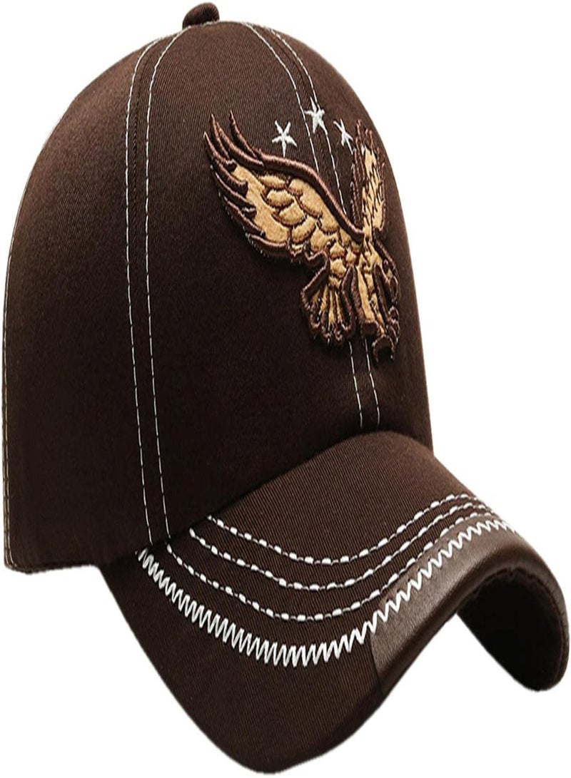 GGOOT Baseball Cap with Eagle Embroidered - Trucker Hat Eagle Pattern Embroidery Men's Hat Women's Hat - Eagle Embroidered Cap, Creative Baseball Cap Eagle Hat Sun Shade Embroidered Peaked Cap - Image 5