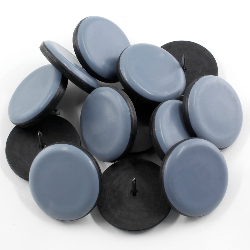 Suiwotin 12Pcs 1-1/2"" (38Mm) Nail On Furniture Sliders Round Teflon Chair Leg Gliders Furniture Feet Glides Furniture Movers Slides Floor Protectors For Carpet Hardwood Floor (Grey Black) - Image 1