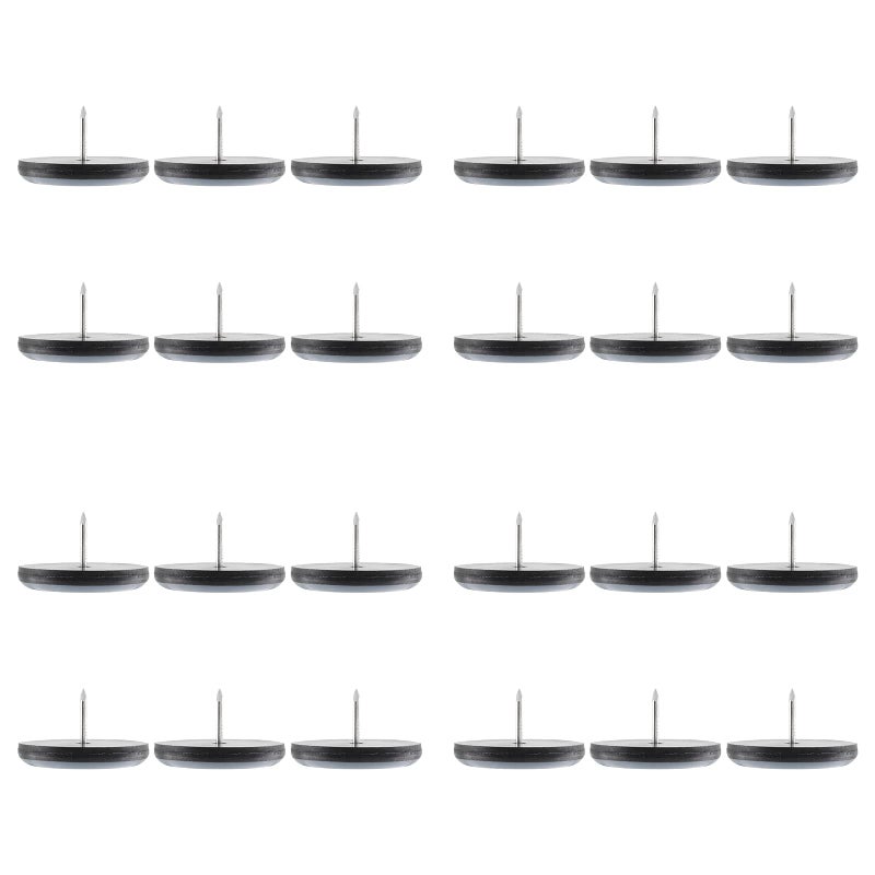 Suiwotin 12Pcs 1-1/2"" (38Mm) Nail On Furniture Sliders Round Teflon Chair Leg Gliders Furniture Feet Glides Furniture Movers Slides Floor Protectors For Carpet Hardwood Floor (Grey Black) - Image 2