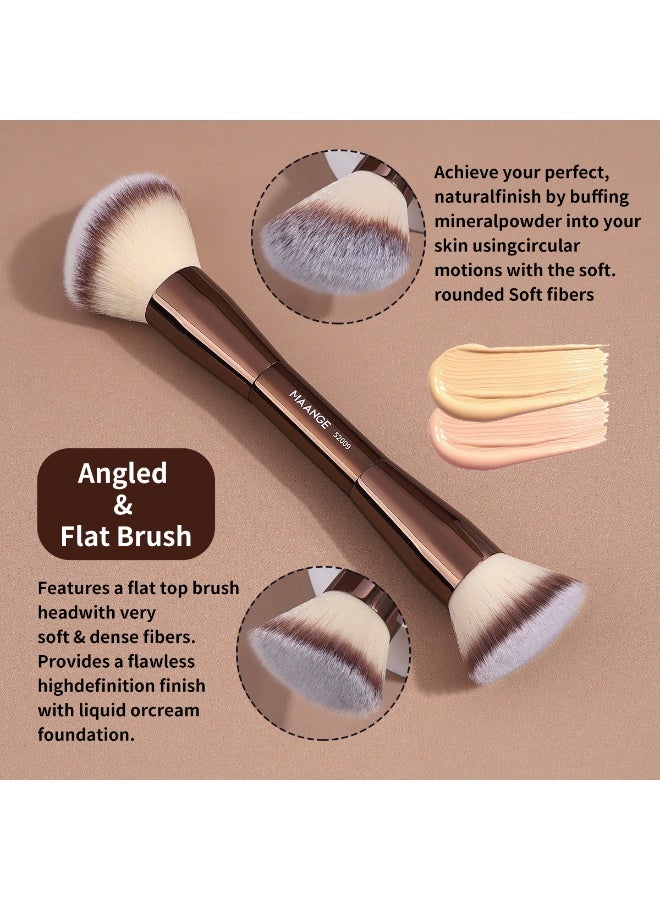 MAANGE Foundation Makeup Brush, Double Ended Makeup Brushes, Applying Liquid or Powder, Blush, Cream, Primer, for Contouring Blending Foundation Blush Brush Brown - Image 5