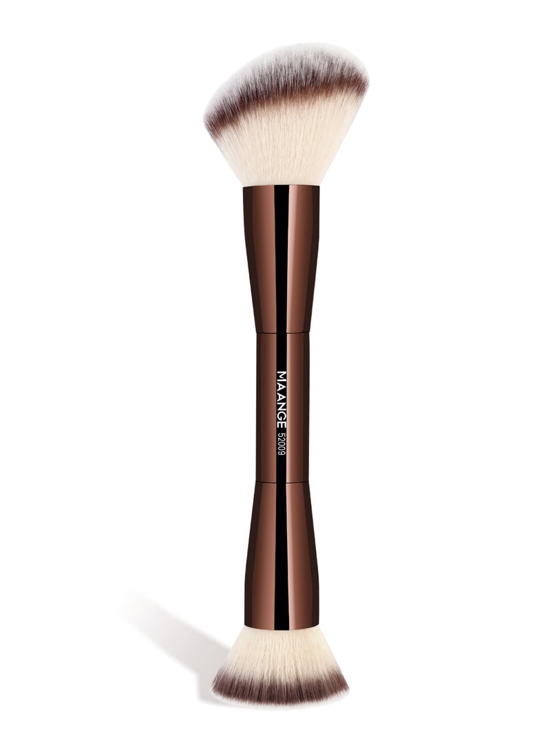 MAANGE Foundation Makeup Brush, Double Ended Makeup Brushes, Applying Liquid or Powder, Blush, Cream, Primer, for Contouring Blending Foundation Blush Brush Brown - Image 1