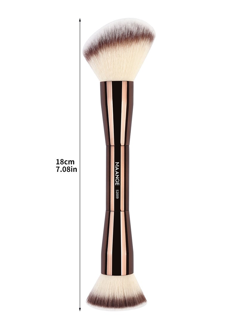 MAANGE Foundation Makeup Brush, Double Ended Makeup Brushes, Applying Liquid or Powder, Blush, Cream, Primer, for Contouring Blending Foundation Blush Brush Brown - Image 3
