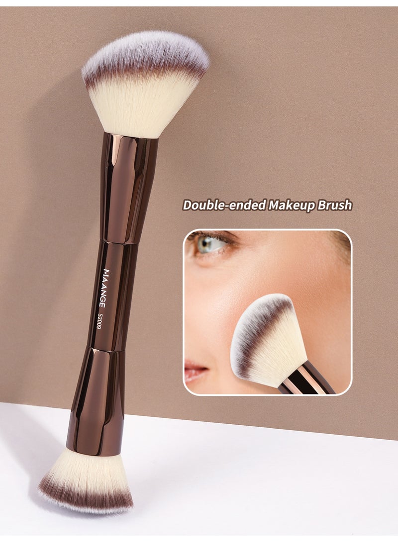 MAANGE Foundation Makeup Brush, Double Ended Makeup Brushes, Applying Liquid or Powder, Blush, Cream, Primer, for Contouring Blending Foundation Blush Brush Brown - Image 2