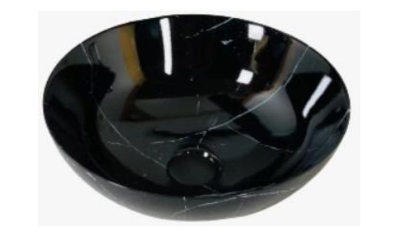 Nexa Bathware Round shape Luxury Table Top Sanitary Ware Ceramic Countertop Vessel Sink Wash Basin Over Counter For Bathroom And Livingroom Decor BLACKGLOSSY 16X16X6 inch340 - Image 1