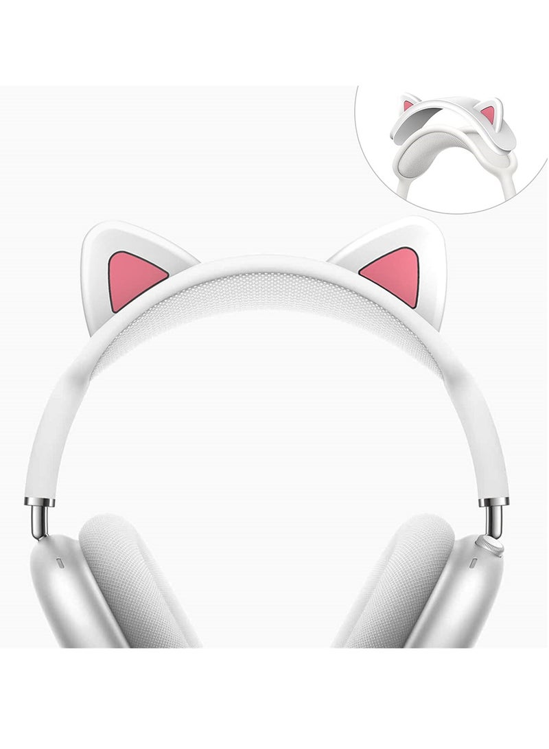 Loquat Cute Cat Ears Headband Cover for AirPods Max, Soft Silicone Headphone Protectors with Comfort Cushion, Top Pad Protector Sleeve - Image 1