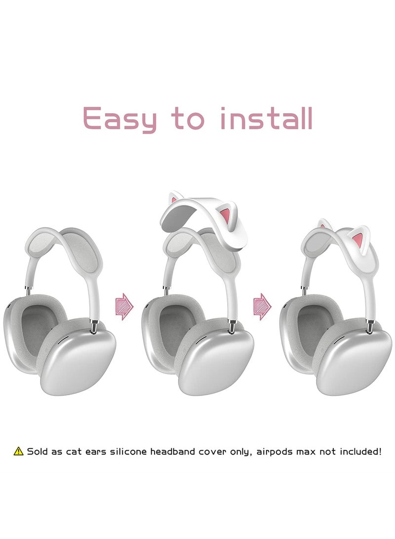 Loquat Cute Cat Ears Headband Cover for AirPods Max, Soft Silicone Headphone Protectors with Comfort Cushion, Top Pad Protector Sleeve - Image 5