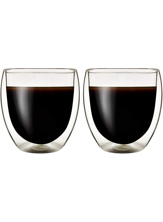 S-TOP Double Wall Thermo Insulated Glass Espresso Cups Set of 2, Glasses Cups for Coffee,Latte,Lungo,or Americano,Milano,250ml 8.5 Ounce - Image 1