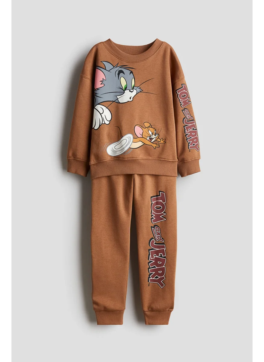 H&M 2-Piece Printed Sweatshirt Set