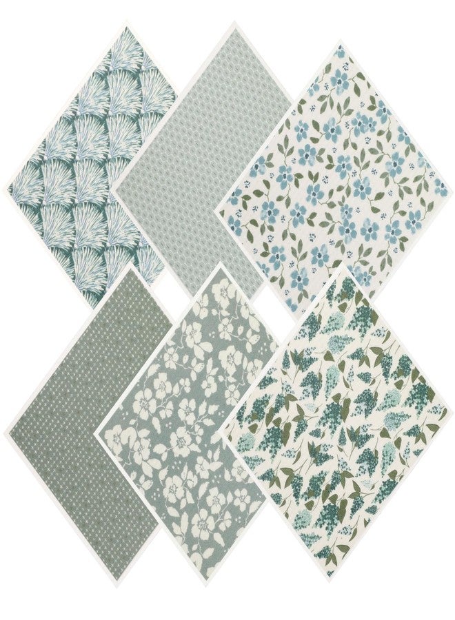 Pinsit Green Swedish Dishcloths for Kitchen, 6 PCS Swedish Dish Cloths, 7.5 x 6.7 Inch Super Absorbent Washable Reusable Floral Cloths Dish Towel, No Odor Cellulose Sponge (Light-Green) - Image 1