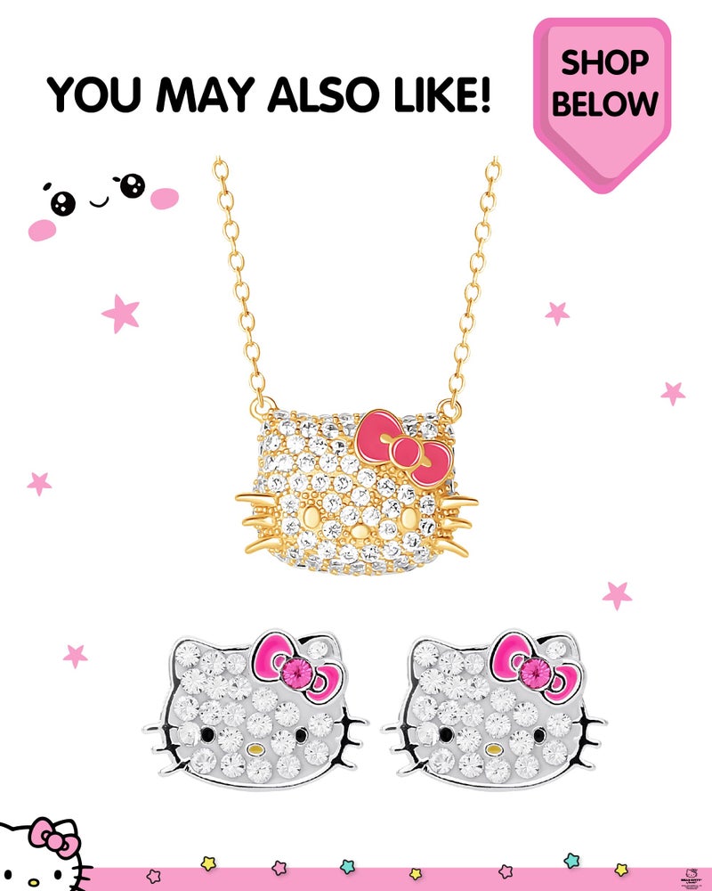 Hello Kitty Bracelet for Women Official License, 18k Gold Flash-Plated and Pave Cubic Zirconia Lariat Bracelet - Image 4