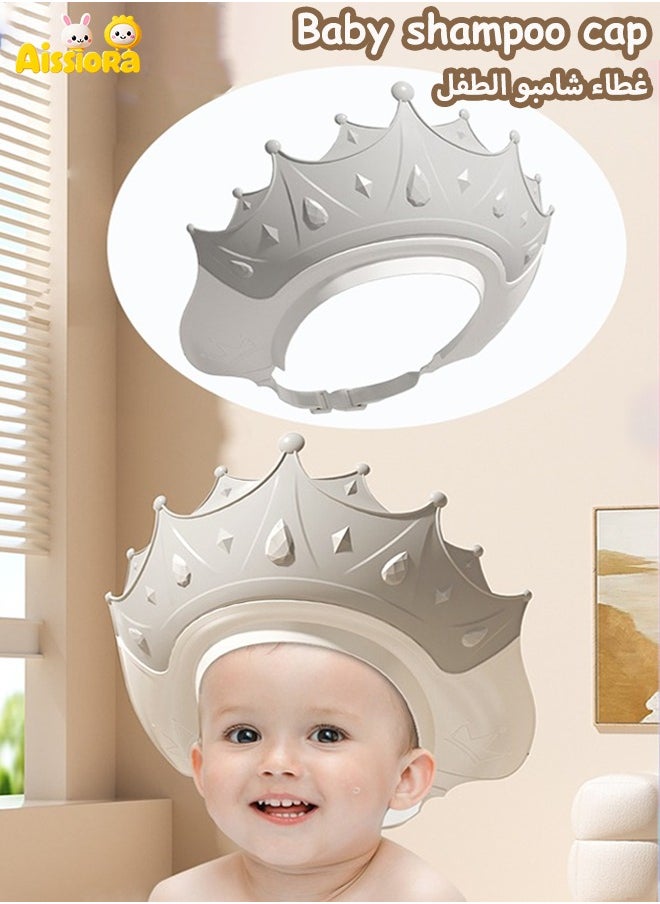 Aissiora Baby Shower Caps Shield, Adjustable Silicone Shower Caps for Kids Waterproof Shampoo Hat for Children Toddler Visor Hat for Eye and Ear Protection Cute Crown Shape Makes Bath More Fun  - Image 1