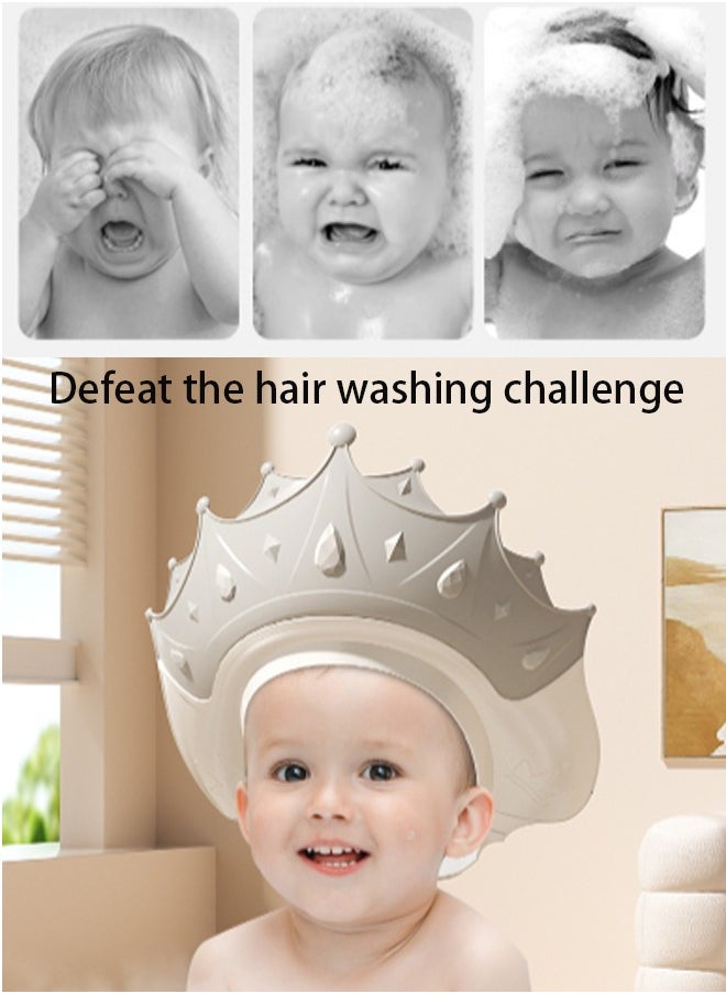 Aissiora Baby Shower Caps Shield, Adjustable Silicone Shower Caps for Kids Waterproof Shampoo Hat for Children Toddler Visor Hat for Eye and Ear Protection Cute Crown Shape Makes Bath More Fun  - Image 5