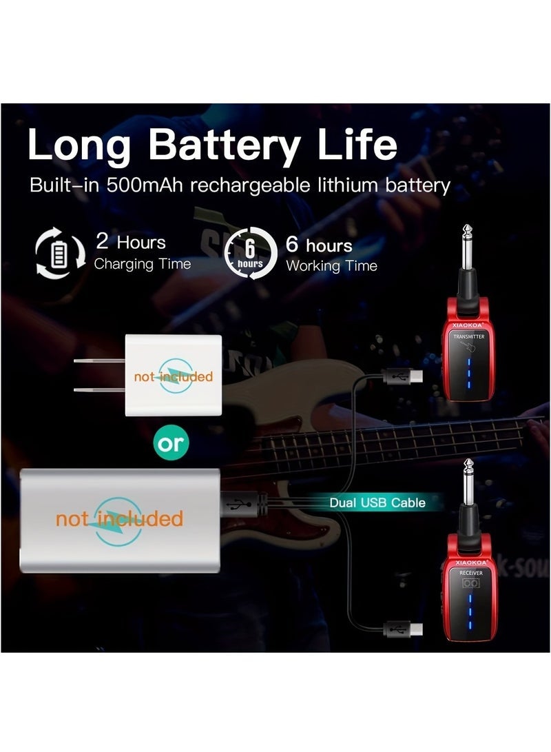 general Pick Up Wireless Guitar System Rechargeable Guitar Transmitter Receiver Set Electric Guitar Bass Pick Up (Black) - Image 3