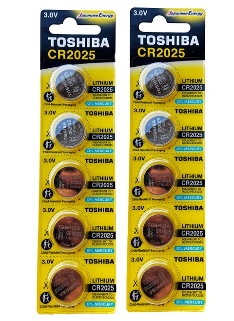 10 Pieces CR2025 Lithium Coin Cell Battery 3.0V