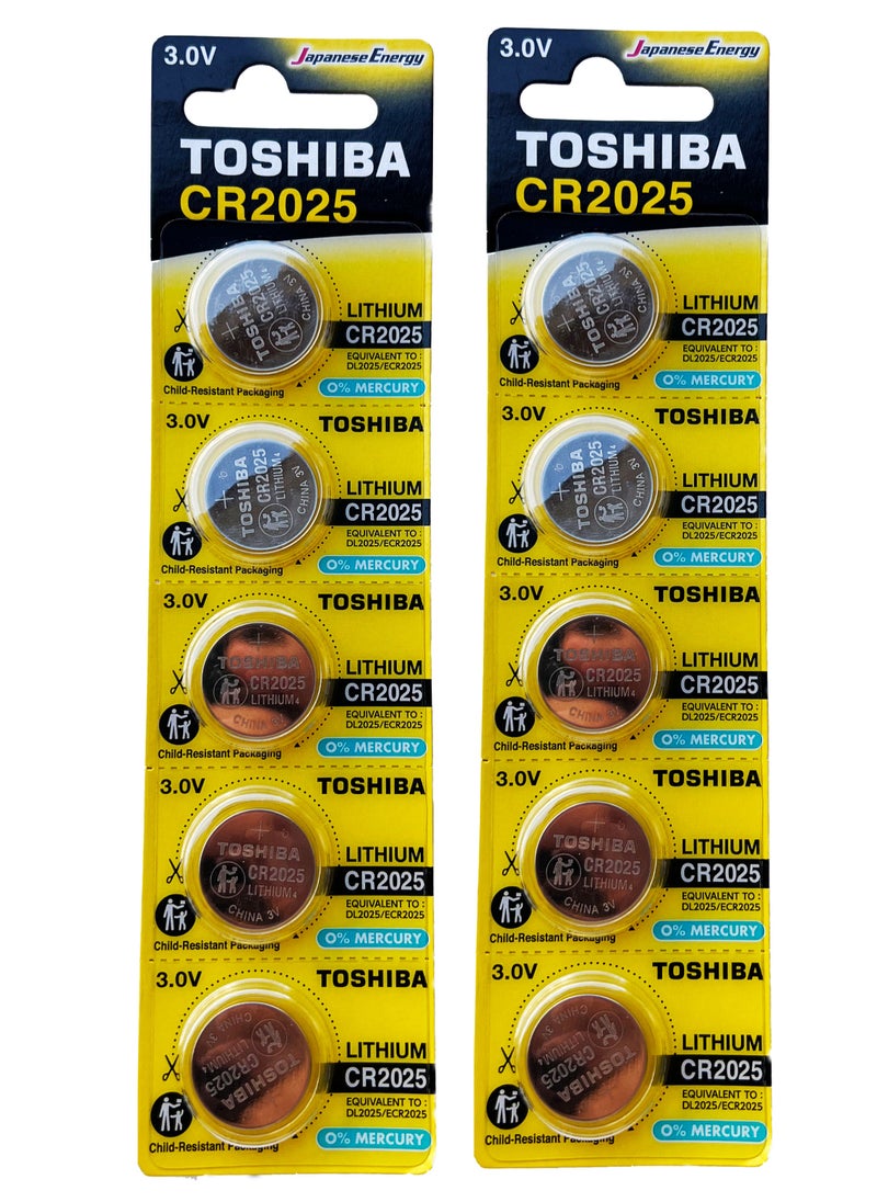 10 Pieces CR2025 Lithium Coin Cell Battery 3.0V
