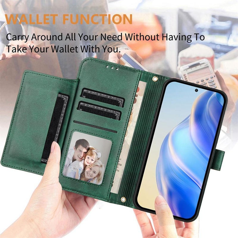 erorex For Samsung Galaxy A17 / A26 5G Multi-Card Slots Zipper Wallet Leather Phone Case(Green) - Image 4