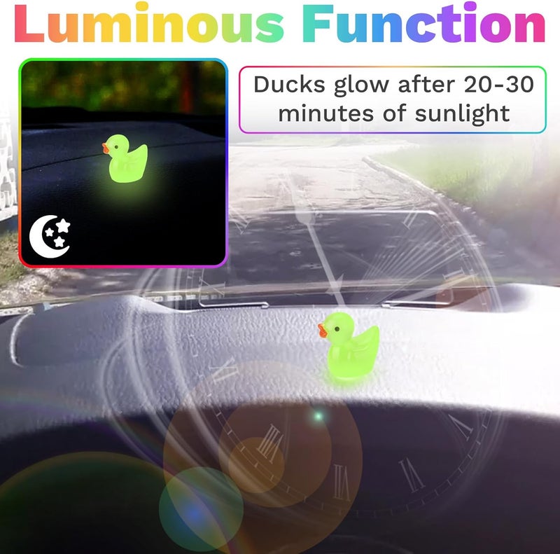 ecocstm 16 PCS Cute Duck Dashboard Decorations, Luminous Duck Car Accessories, Rearview Mirror Adhesive Ornaments, Fun Duck Car Interior Decor, Car Decorations Interior - Image 4