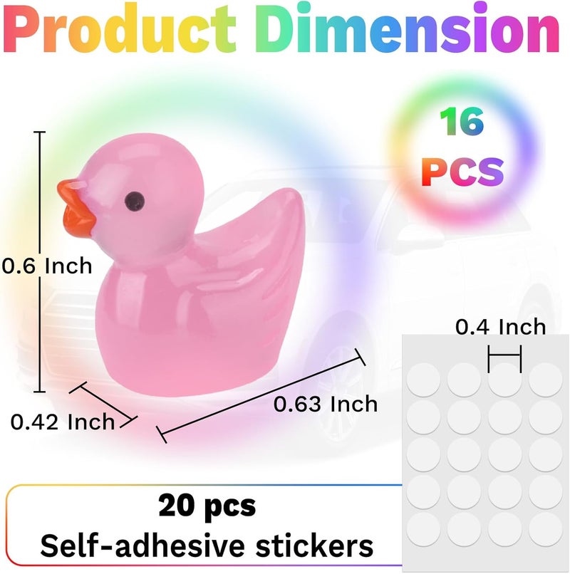 ecocstm 16 PCS Cute Duck Dashboard Decorations, Luminous Duck Car Accessories, Rearview Mirror Adhesive Ornaments, Fun Duck Car Interior Decor, Car Decorations Interior - Image 3