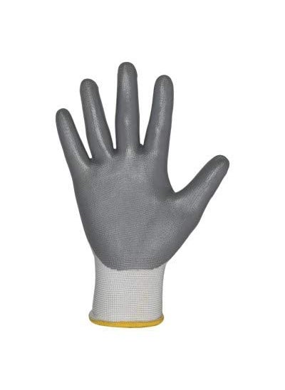 mallcom Mallcom P25NGA White Polyester 15 Gauge Seamless Liner Coated Sandy Finish Nitrile Safety Gloves for Industrial, Household Cleaning, Gardening, Dish-Washing and Scrubbing (Pack of 12) (Medium)  - Image 3
