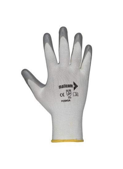 mallcom Mallcom P25NGA White Polyester 15 Gauge Seamless Liner Coated Sandy Finish Nitrile Safety Gloves for Industrial, Household Cleaning, Gardening, Dish-Washing and Scrubbing (Pack of 12) (Medium)  - Image 2