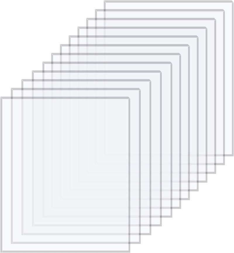 ARS 12 Pieces Transparent Clear Acrylic Sheets, 8x10 Inch x 0.04inch Thick Acrylic Board Clear Plexiglass Panels Sheet for Photo Picture Frame Glass Replacement DIY Projects Display - Image 1