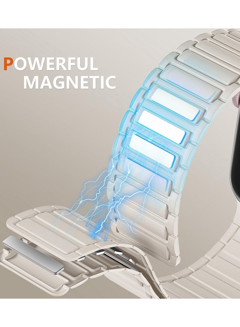 Magnetic Silicone Band for Apple Watch Ultra Ultra2/ 9 8 7 6 5 4 3 2 1 SE,Soft Silicone Waterproof Strap Wristbands Compatible with  iWatch Series Ultra 49mm 45mm 44mm 42mm Women Men - Image 3