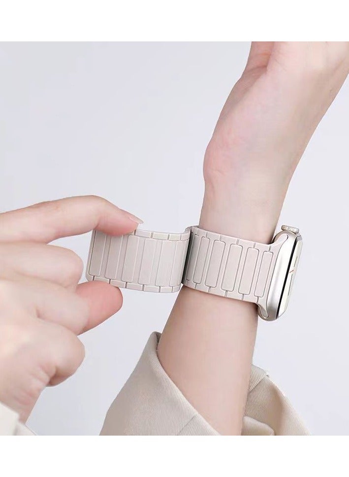 Magnetic Silicone Band for Apple Watch Ultra Ultra2/ 9 8 7 6 5 4 3 2 1 SE,Soft Silicone Waterproof Strap Wristbands Compatible with  iWatch Series Ultra 49mm 45mm 44mm 42mm Women Men - Image 5