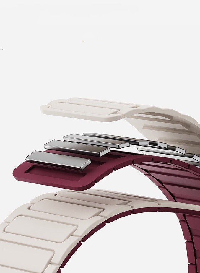 Magnetic Silicone Band for Apple Watch Ultra Ultra2/ 9 8 7 6 5 4 3 2 1 SE,Soft Silicone Waterproof Strap Wristbands Compatible with  iWatch Series Ultra 49mm 45mm 44mm 42mm Women Men - Image 4